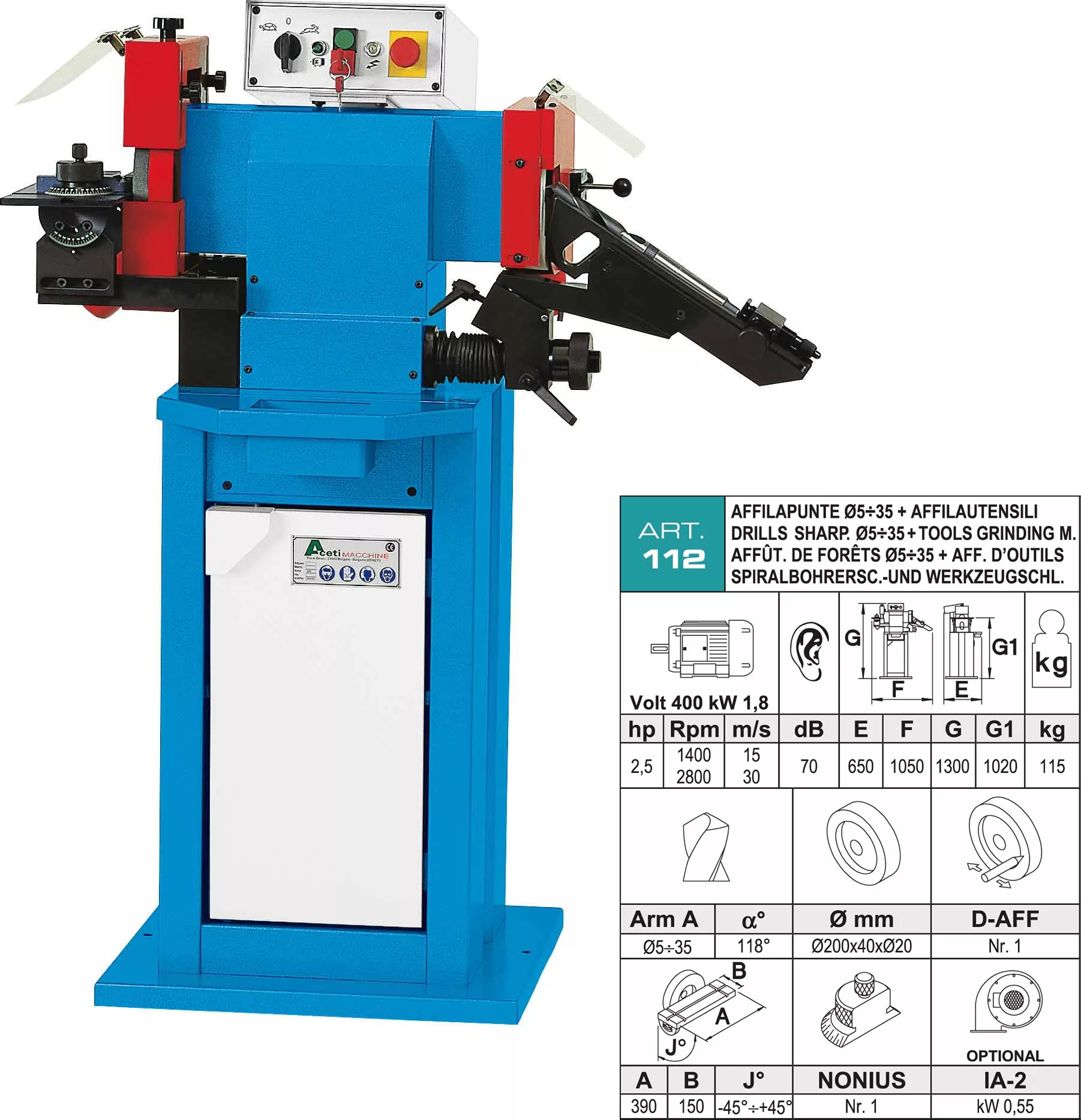 ostrzałka, ostrzałka do wierteł, aceti, A112