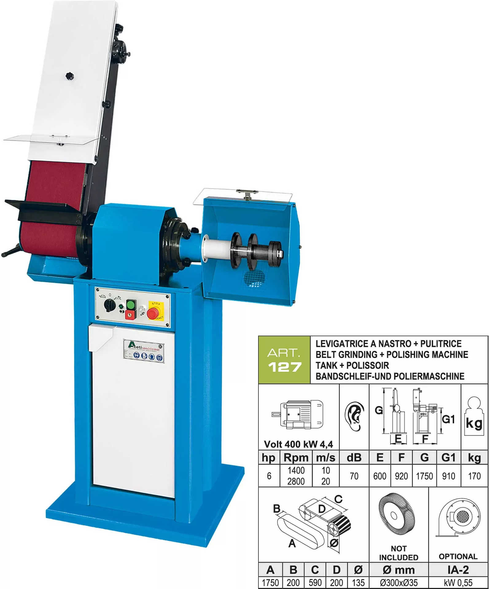 szlifierka taśmowa, obróbka powierzchni, szlifowanie, aceti, A127